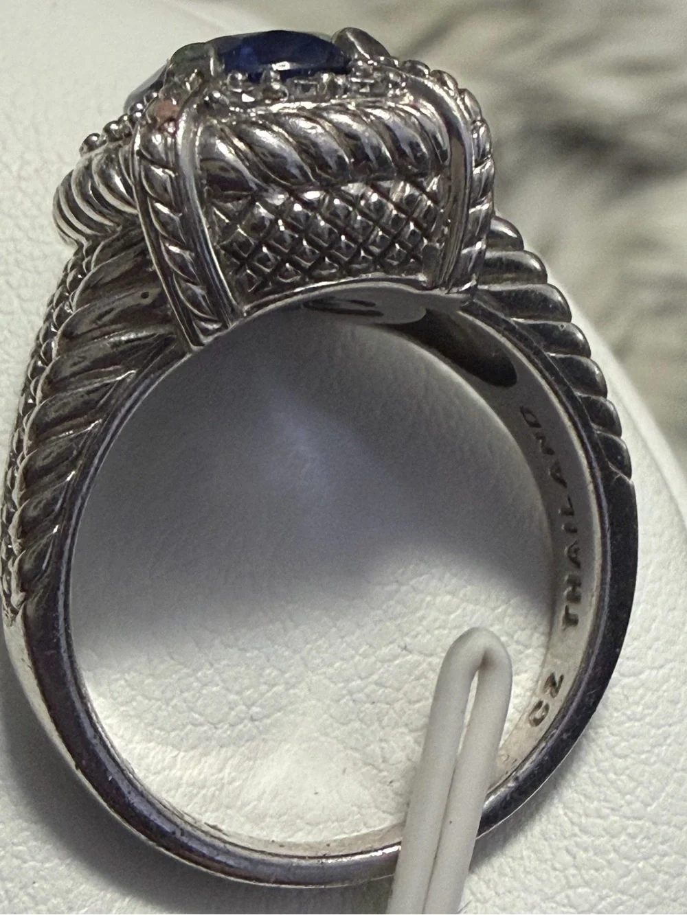 Judith Ripka 925 Sterling Silver Blue Sapphire Statement Ring Size 9
